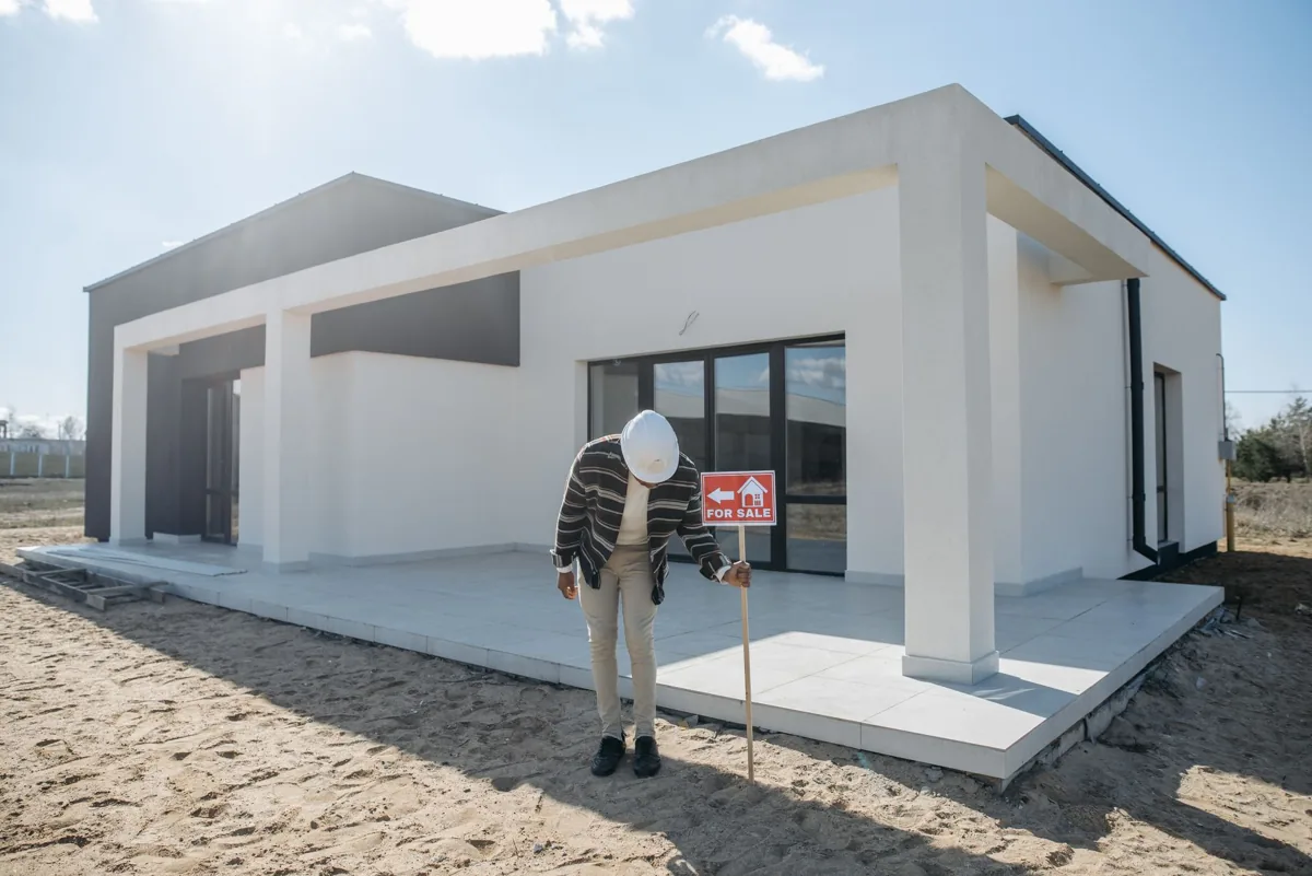 Une maison résidentielle — un chantier de construction.